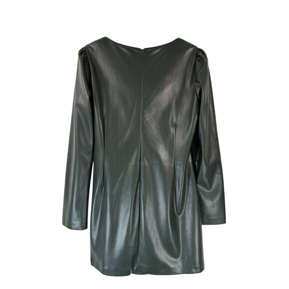 NWT House of Harlow 1960 Vegan Leather Wrap Dress Dark Green Women's Sz L Party - Picture 3 of 8